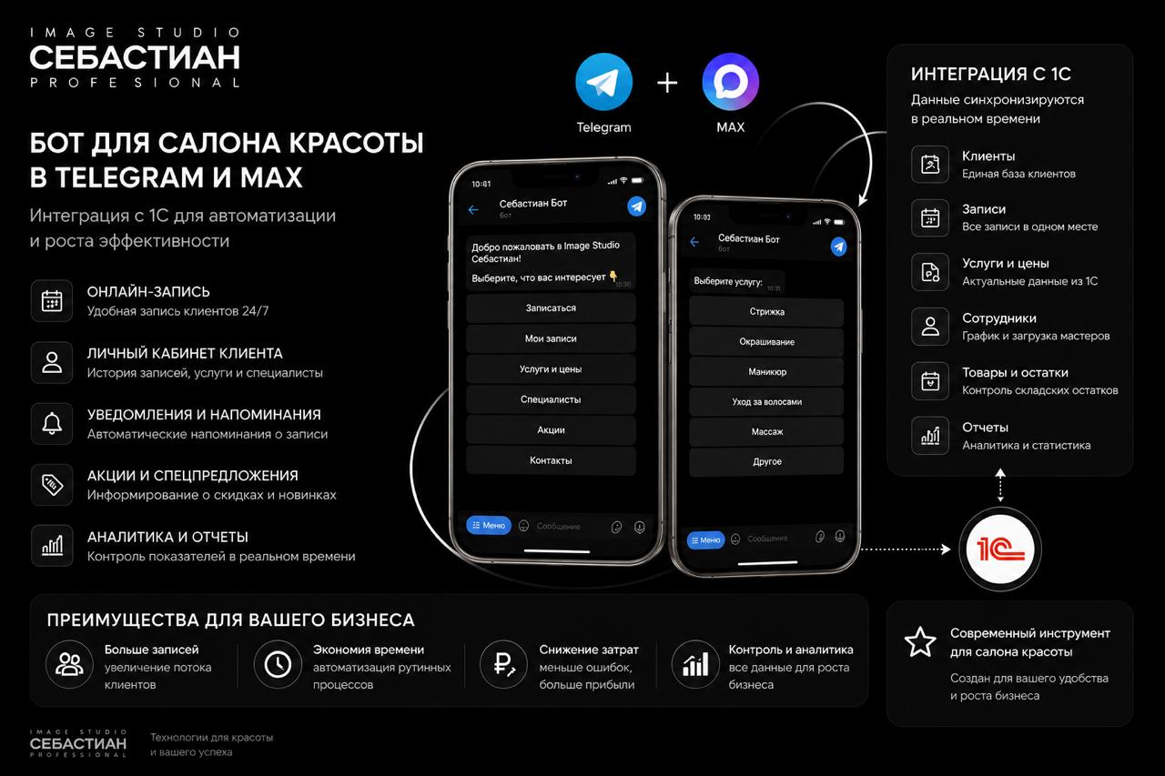 Имидж-студия Себастиан - Боты + интеграция 1С